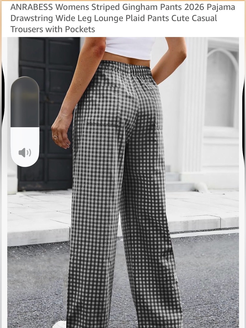 High-Rise Black & White Gingham Wide-Leg Lounge Pants - Picture 3 of 3